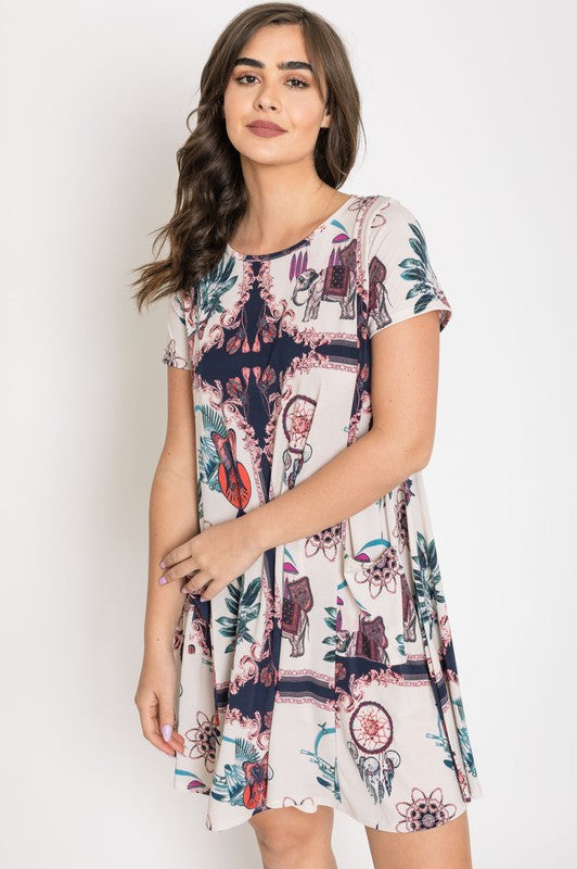 Stilla | Catcher Print Shift Kjole
