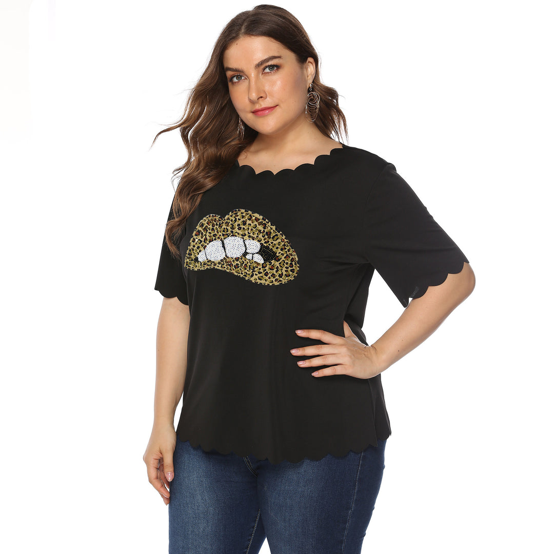 Dame T-Shirt med leopardmønster og glimmersten-detaljer Skovae