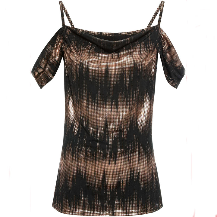 Dame Cold Shoulder Metallic Print Top Stilla