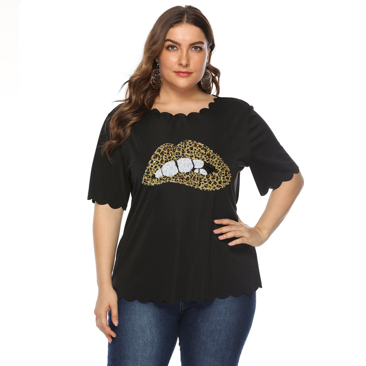 Dame T-Shirt med leopardmønster og glimmersten-detaljer Skovae