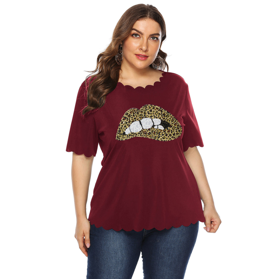Dame T-Shirt med leopardmønster og glimmersten-detaljer Skovae