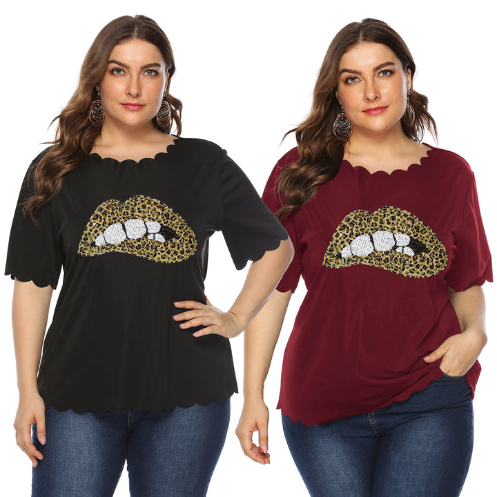 Dame T-Shirt med leopardmønster og glimmersten-detaljer Skovae