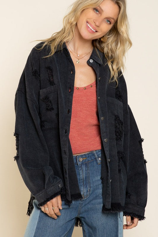 Stilla | Distressed Oversized Jakke