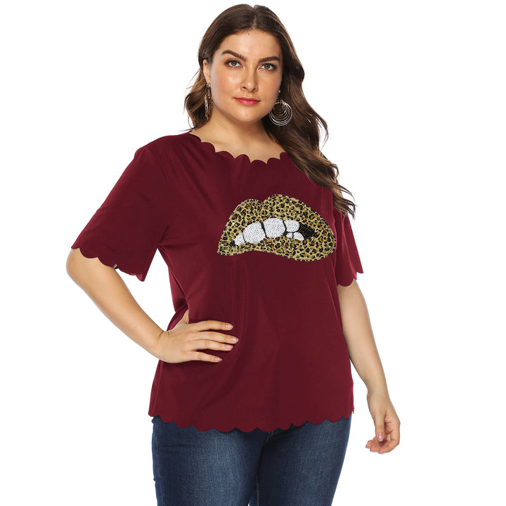 Dame T-Shirt med leopardmønster og glimmersten-detaljer Skovae