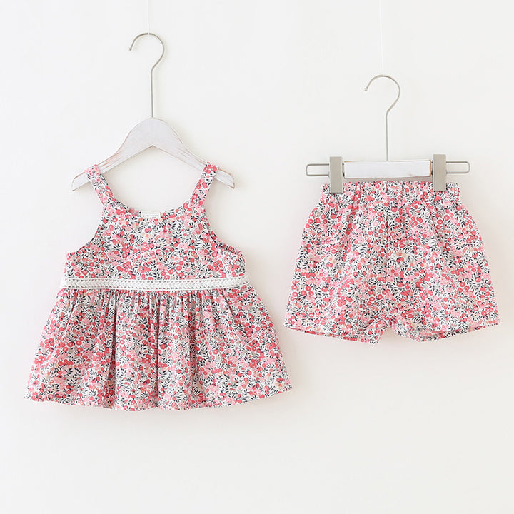 Pige blomsterprint sommer outfit sæt Stilla