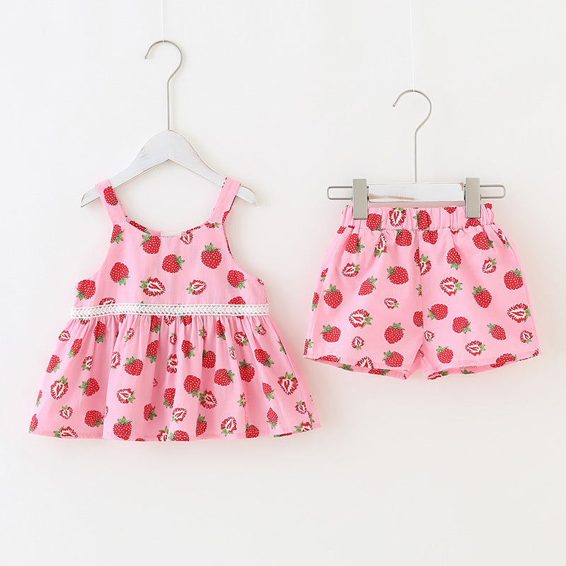 Pige blomsterprint sommer outfit sæt Stilla
