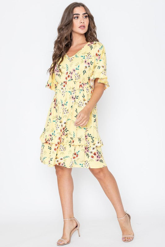 Stilla | V Hals Ruffle Kjole