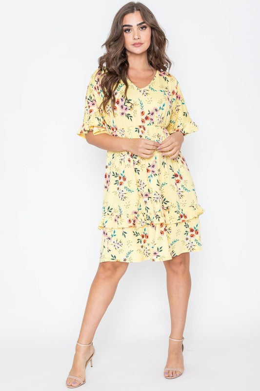 Stilla | V Hals Ruffle Kjole
