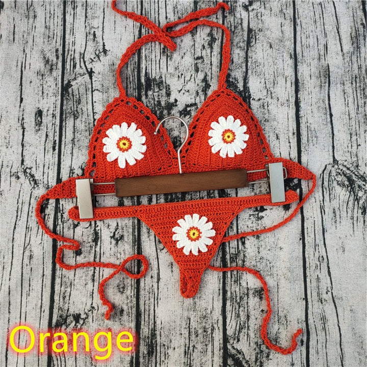 Dame Hæklede Bikini med Blomster Mønster Stilla