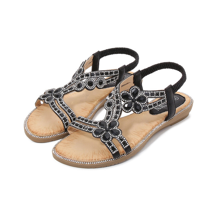 Dame sandaler i boho-stil med glitrende applikationer Stilla