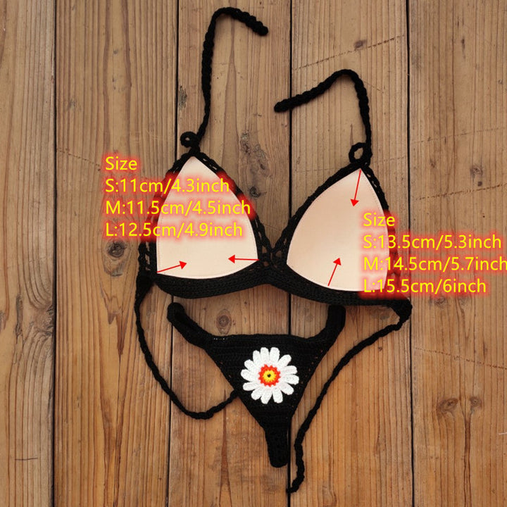 Dame Hæklede Bikini med Blomster Mønster Stilla