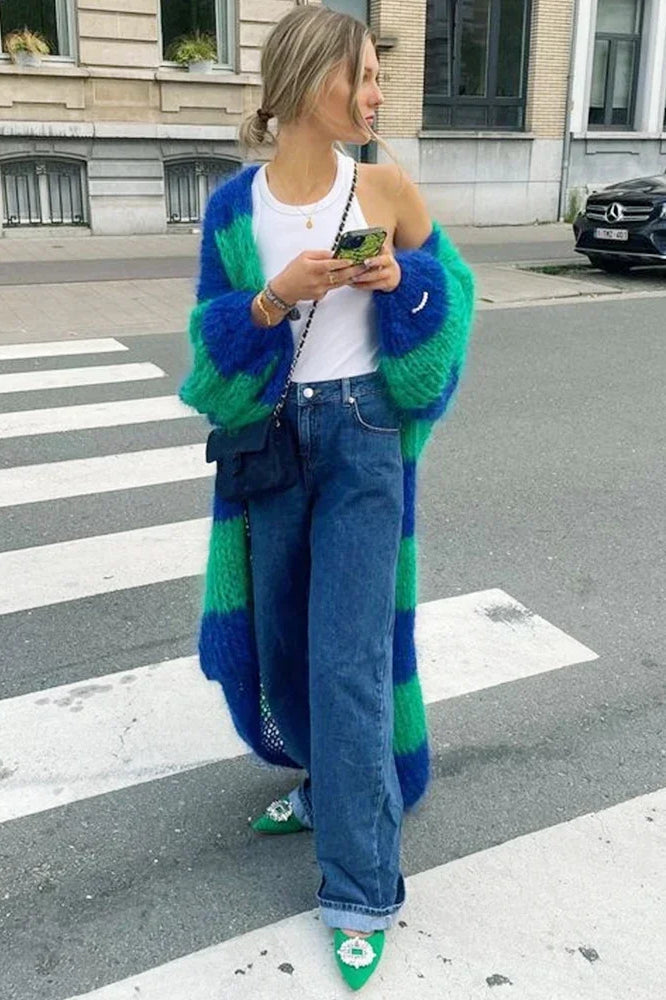 Stilla | Lunt Oversized Stribet Strik Cardigan