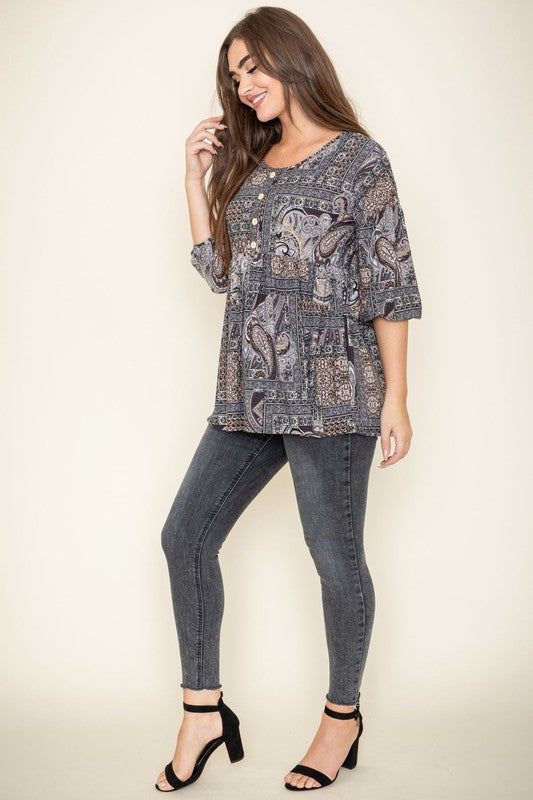 Stilla | Accent Paisley Top