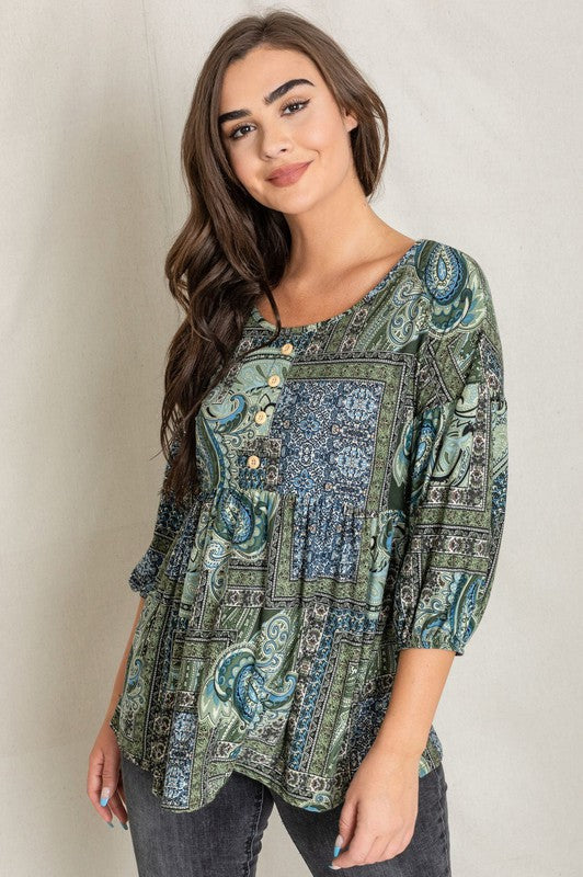 Stilla | Knap Accent Paisley Top