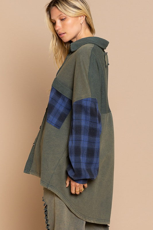 Stilla | Skjortejakke Med Plaid Detaljeærmer