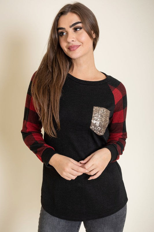 Stilla | Checker Ærme Sequin Lomme Tunika