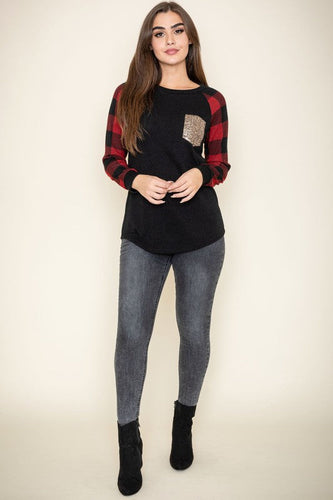 Stilla | Checker Ærme Sequin Lomme Tunika