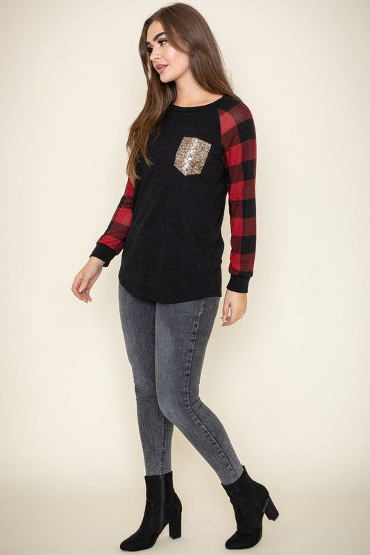 Stilla | Checker Ærme Sequin Lomme Tunika
