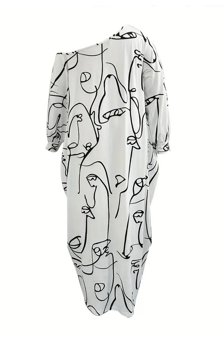 Stilla | Single Shoulder Lantern Sleeve Maxi Dress