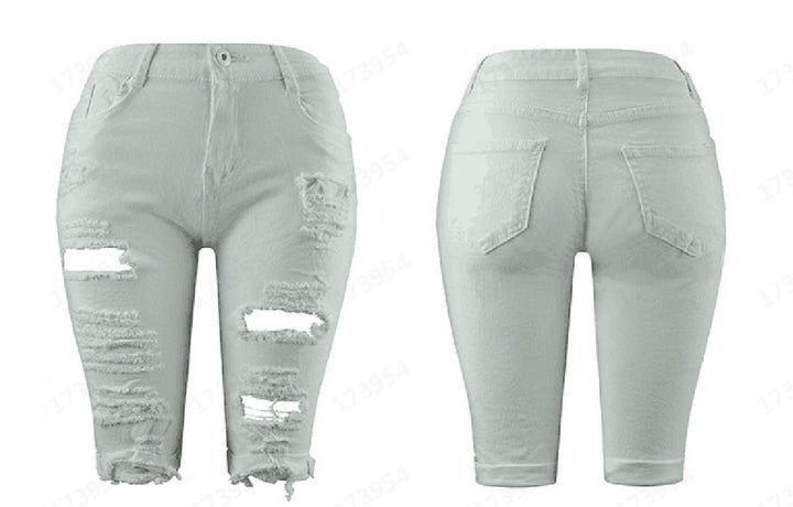 Dame Stilfulde Revnede Denim-Bukser med høj talje og smal pasform Stilla