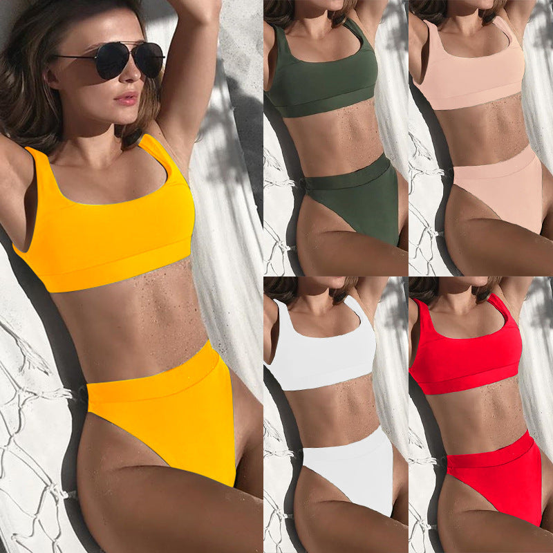 Dame bikini-sæt med minimalistiske stropper og høj benudskæring Stilla