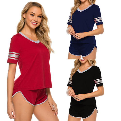 Dame Sporty Pyjamasæt med V-hals og korte ærmer Stilla