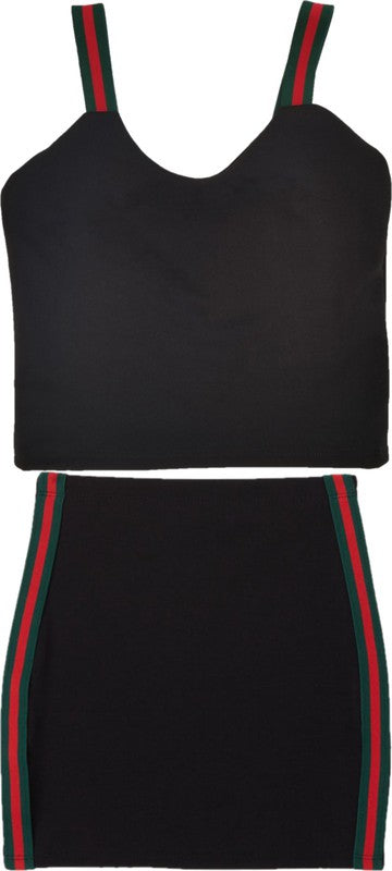 Stilla | Elastisk Strop Crop Top Nederdel Sæt
