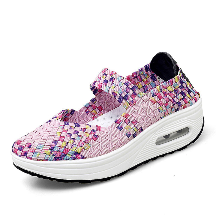 Dame nan gewebter Mary-Jane-sneaker med elastisk vævet overdel, klæbepunkt og luftpolstret plateau sål Skovae