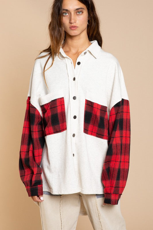 Stilla | Skjortejakke Med Plaid Detaljeærmer