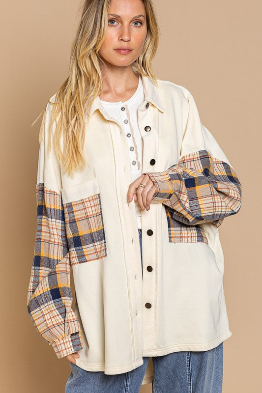 Stilla | Skjortejakke Med Plaid Detaljeærmer