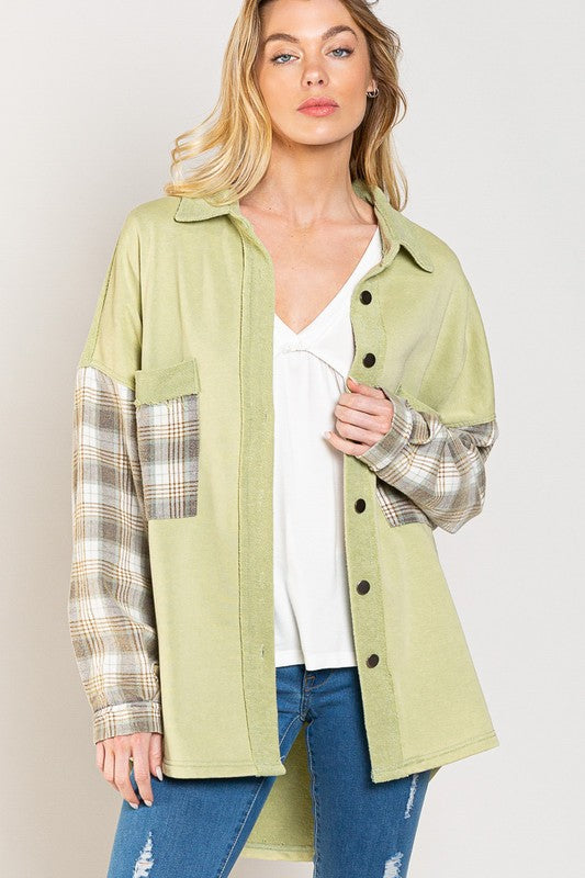 Stilla | Skjortejakke Med Plaid Detaljeærmer