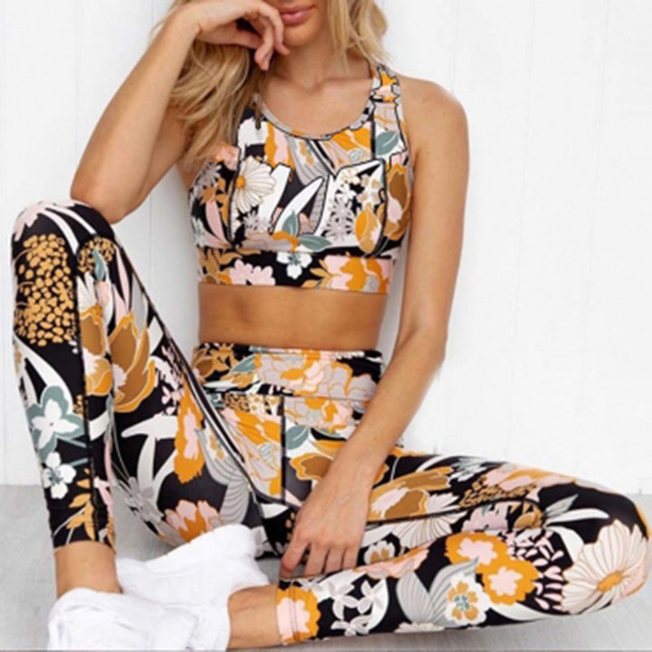Dame Floral Print Activewear Sæt Stilla