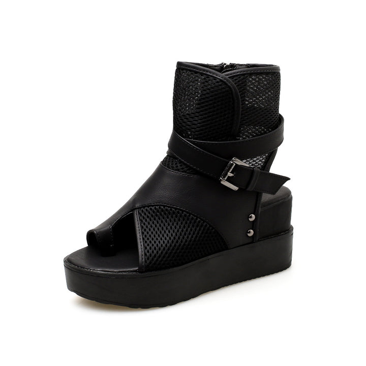 Dame Plateau-sandaler med netmateriale og moderigtigt remdesign Stilla