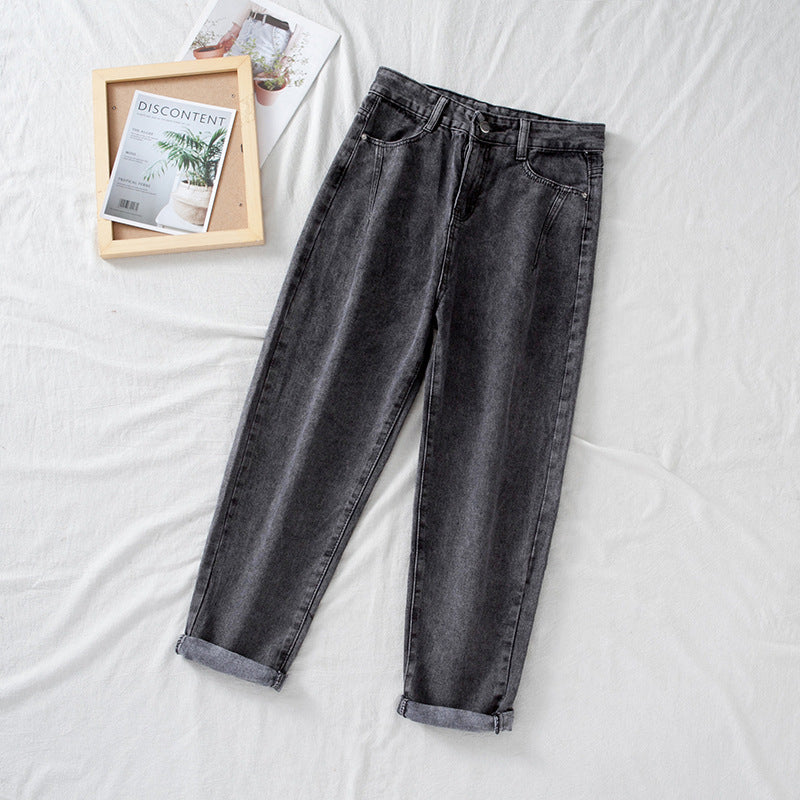 Kvindernes højtaljede jeans i klassisk mom style med opfoldede kanter