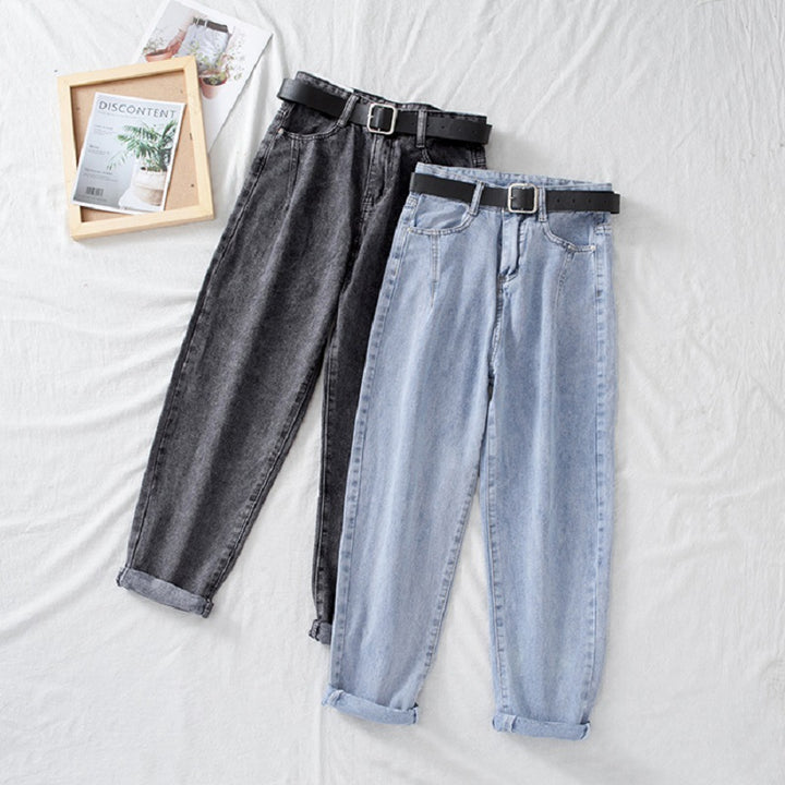 Kvindernes højtaljede jeans i klassisk mom style med opfoldede kanter