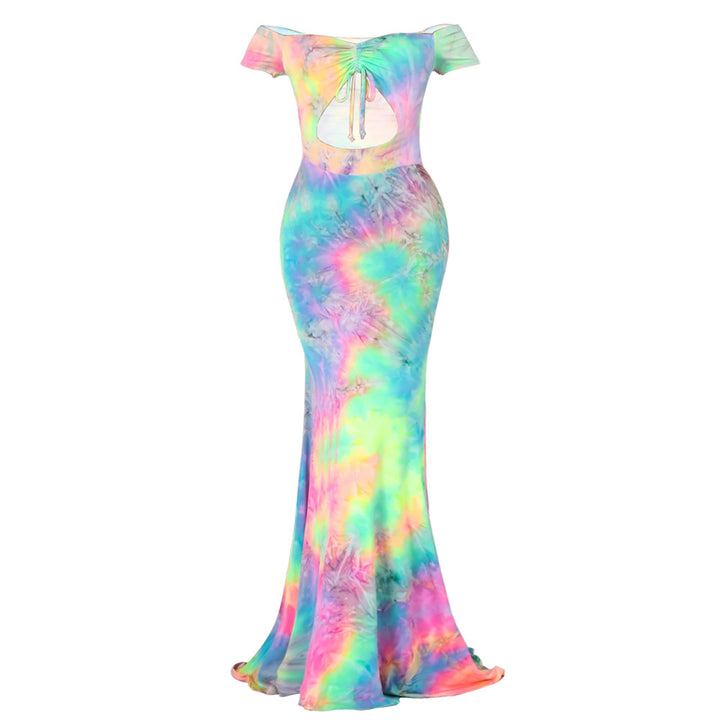 Dame Off-Shoulder Batik Maxikjole Stilla