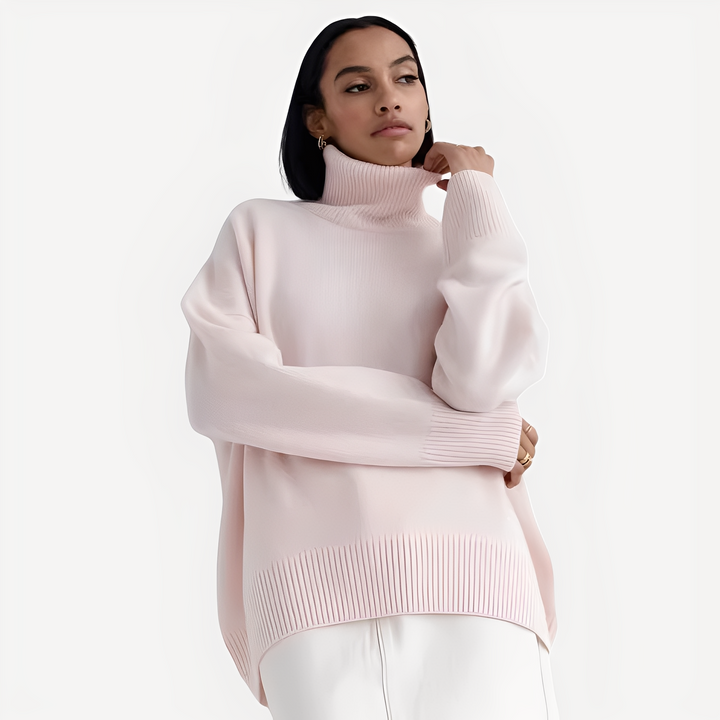 Stilla | Dame Sweater med Afslappet Snit og Høj Krave