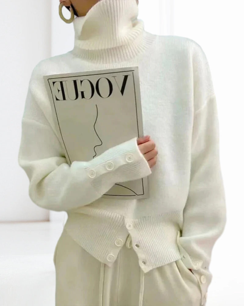 Stilla | Ensfarvet Blød Rullekrave sweater