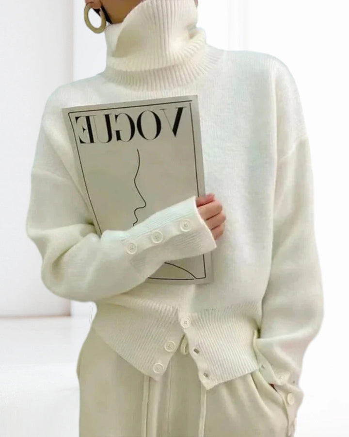 Stilla | Ensfarvet Blød Rullekrave sweater