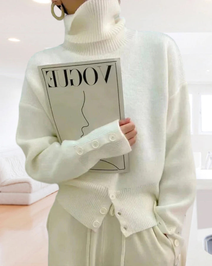Stilla | Ensfarvet Blød Rullekrave sweater