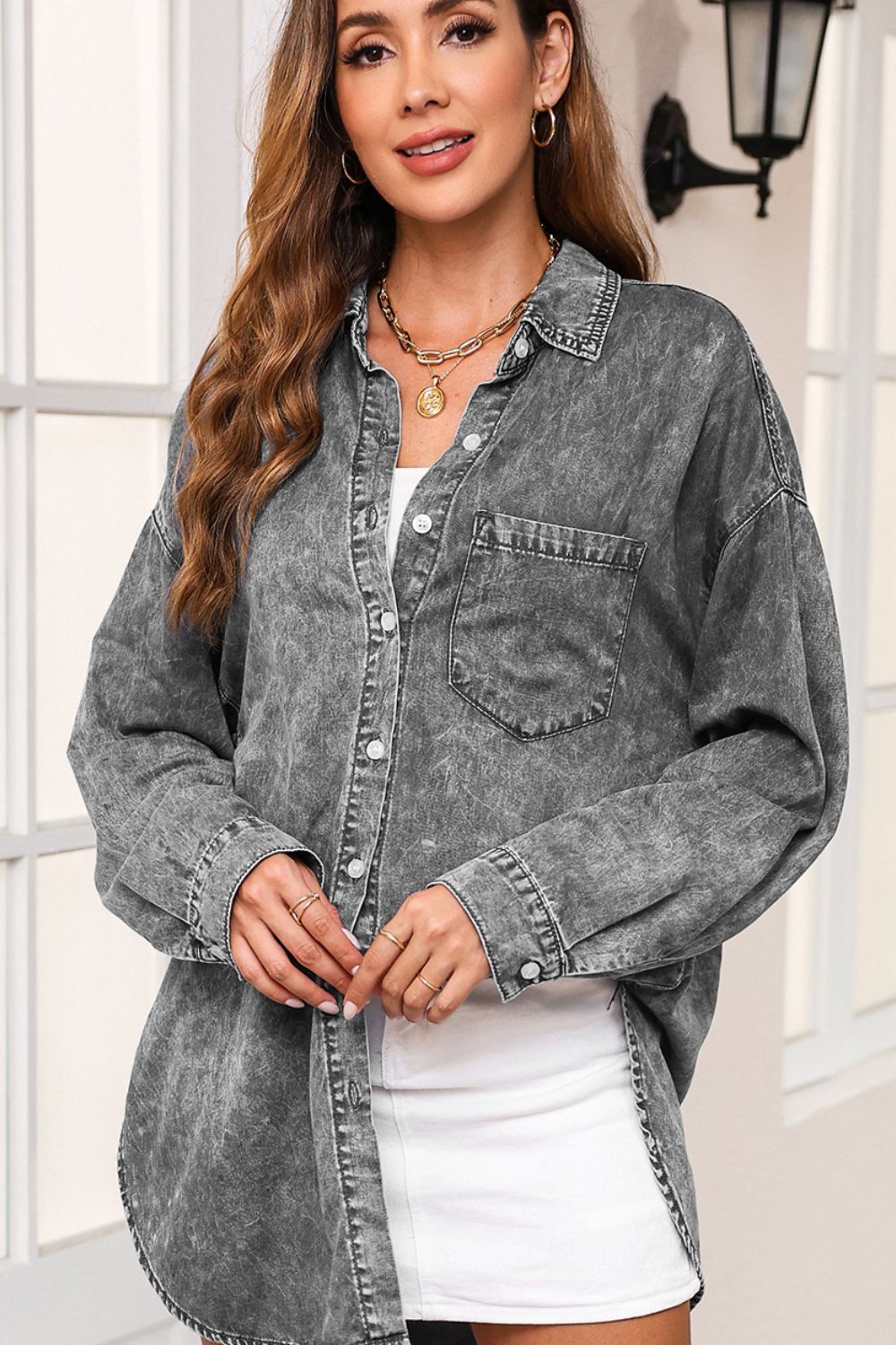 Stilla | Up Dropped Shoulder Denim Top