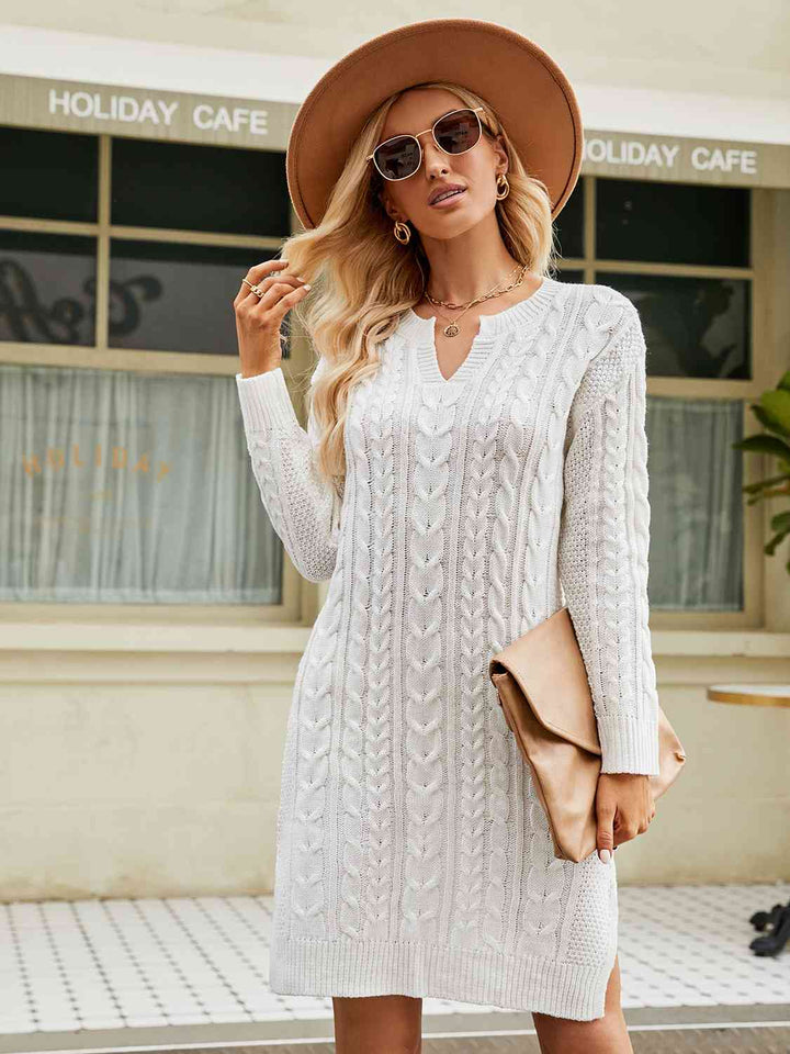 Stilla | Hals Cable-knit Slit Sweater Kjole