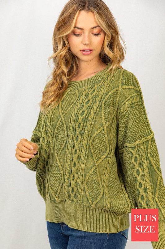Stilla | Sz Langærmet Mineralvasket Kabel Sweater
