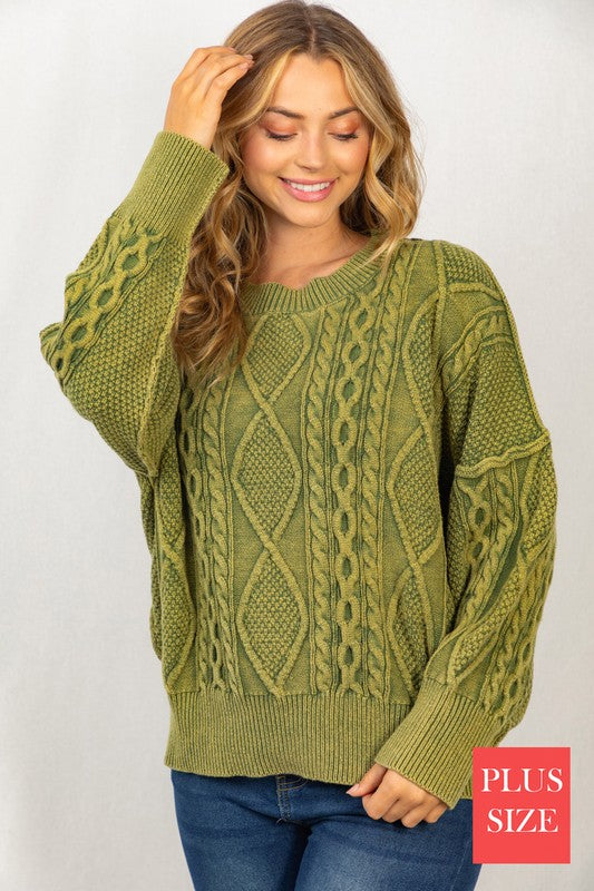 Stilla | Sz Langærmet Mineralvasket Kabel Sweater