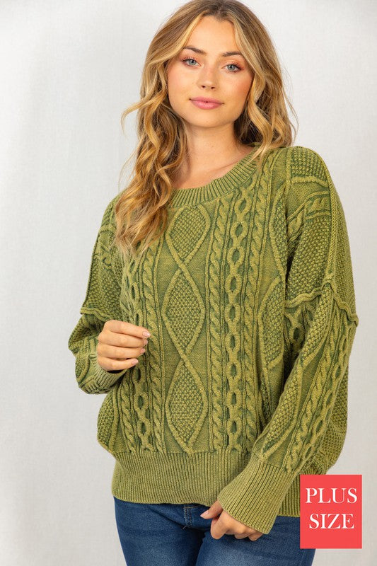 Stilla | Sz Langærmet Mineralvasket Kabel Sweater