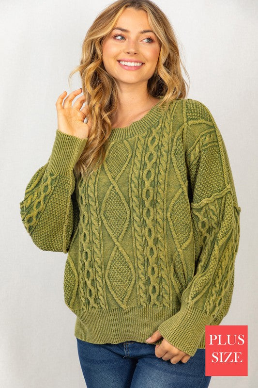 Stilla | Sz Langærmet Mineralvasket Kabel Sweater