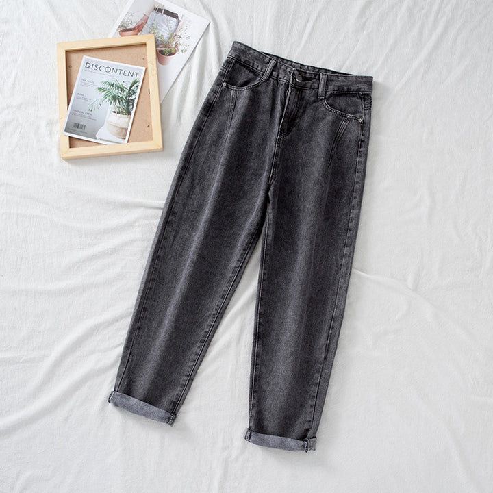Kvindernes højtaljede jeans i klassisk mom style med opfoldede kanter