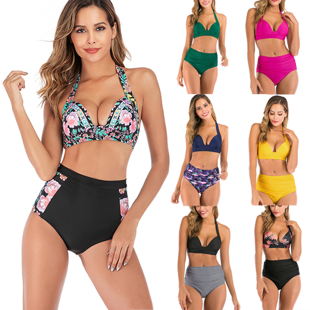 Dame Bandeau-bikini med stilfulde striber og justerbare stropper Skovae