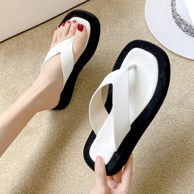 Dame Moderne Flip-Flops med Behageligt Plateau Skovae