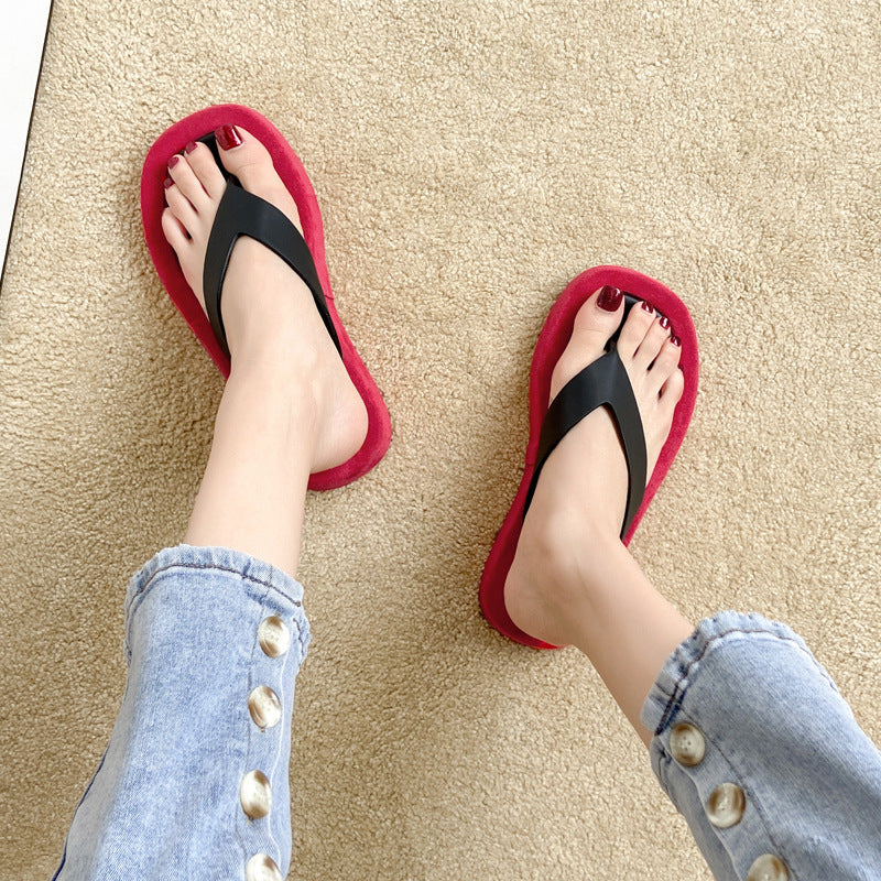 Dame Moderne Flip-Flops med Behageligt Plateau Skovae
